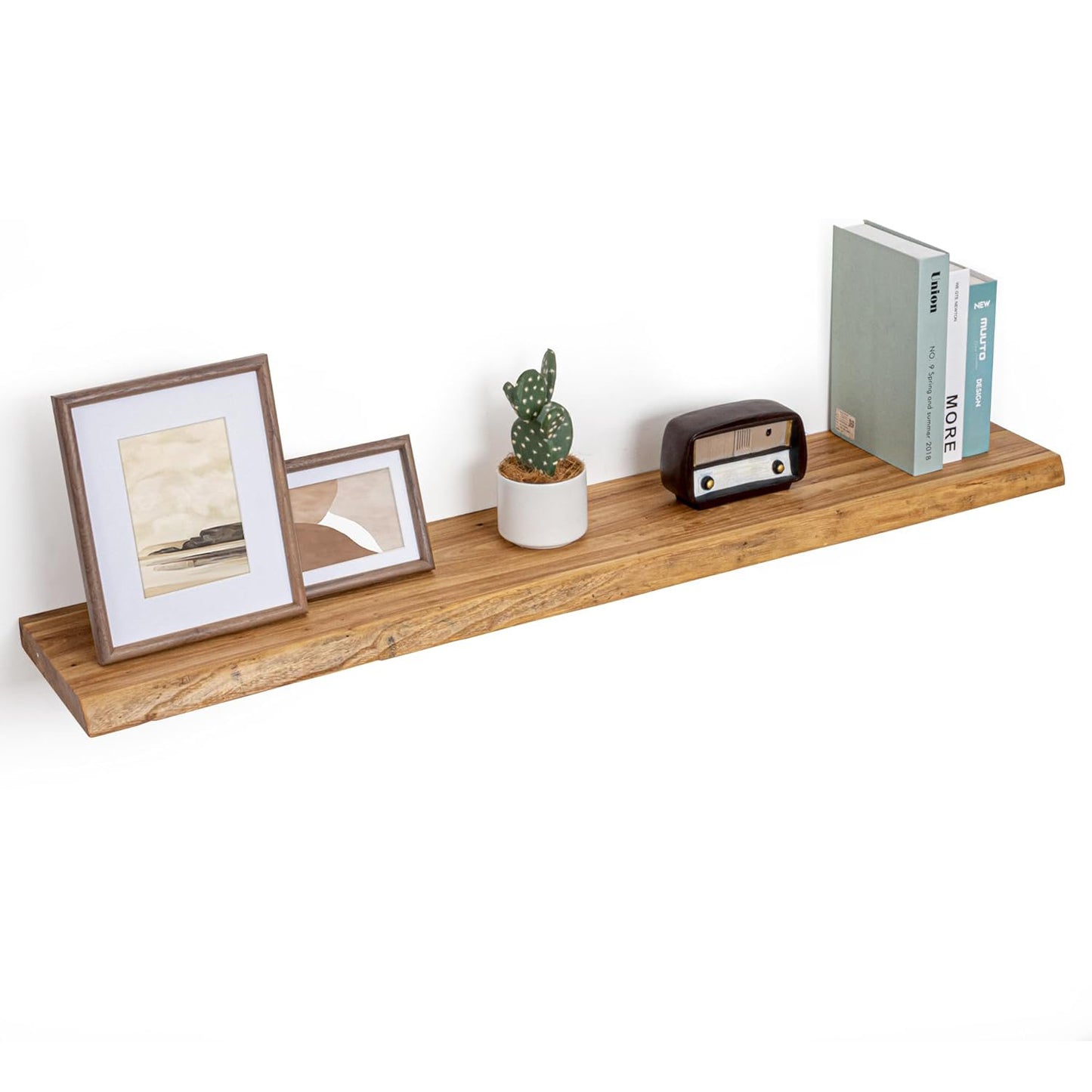 ShelfLoft 9.3"D x 1.4"H Natural Reclaimed Old Elm Wood Floating Shelves for Wall Storage