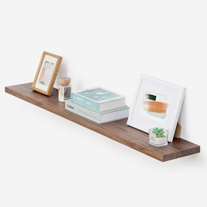 ShelfLoft 8 Inch Deep Solid Walnut Wood Floating Shelves, Set of 2