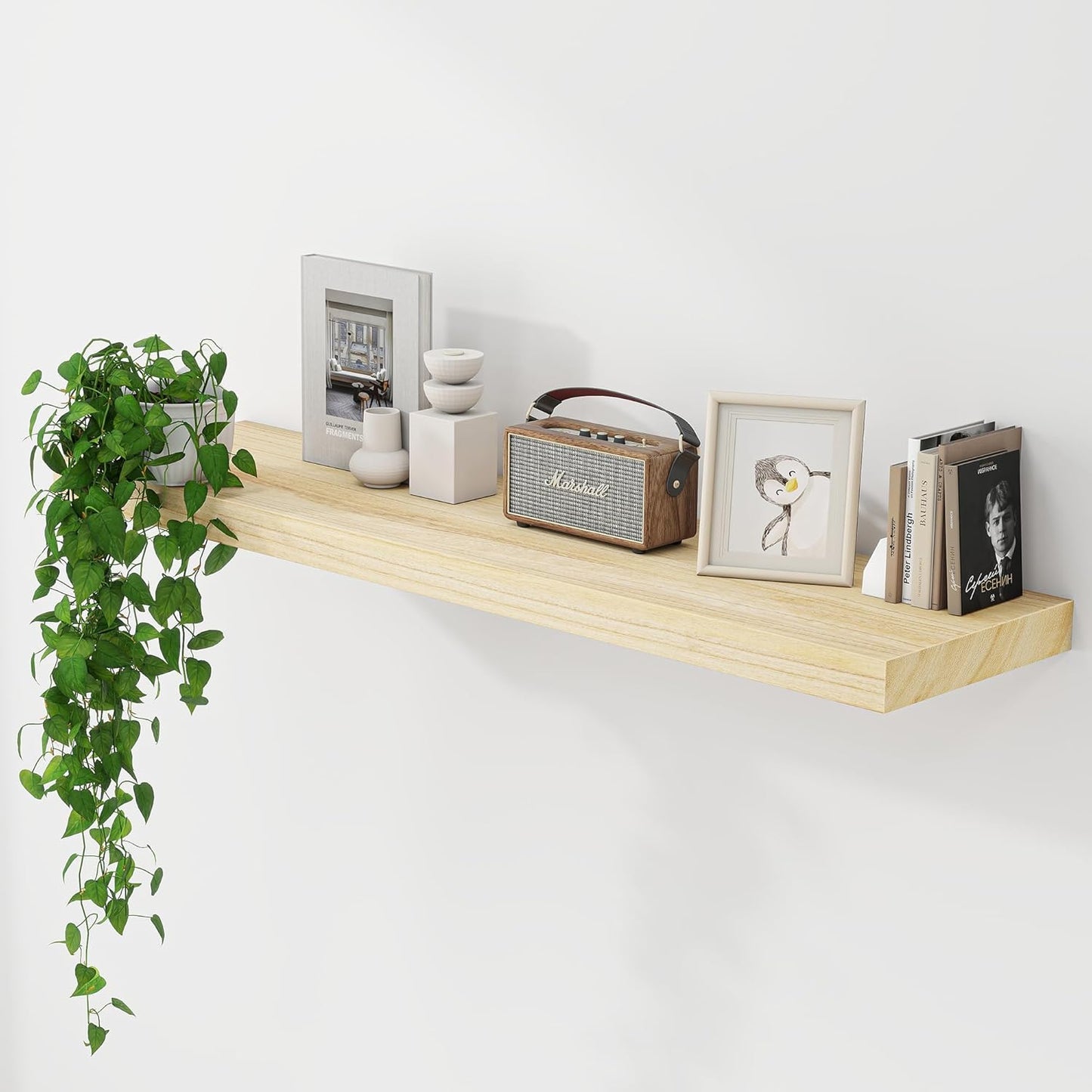 ShelfLoft 9.3 Inch Deep Rustic Farmhouse Fireplace Mantel Paulownia Wood Floating Shelves