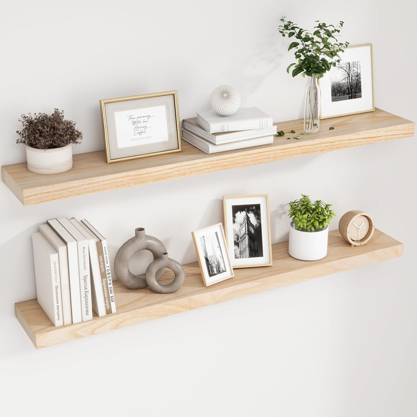 ShelfLoft 6.7 Inch Deep Paulownia Wood Wall Display Decor Floating Shelves