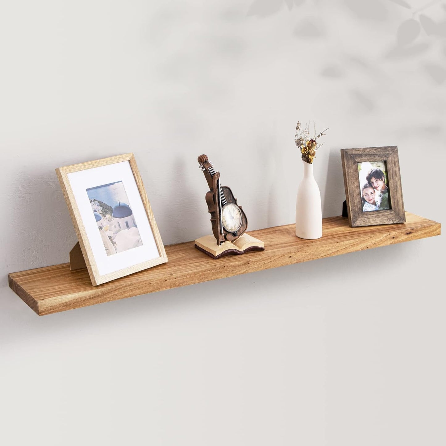 ShelfLoft 8"D x 1.5"H Rustic Natural Solid Elm Wood Wall Shelves for Storage