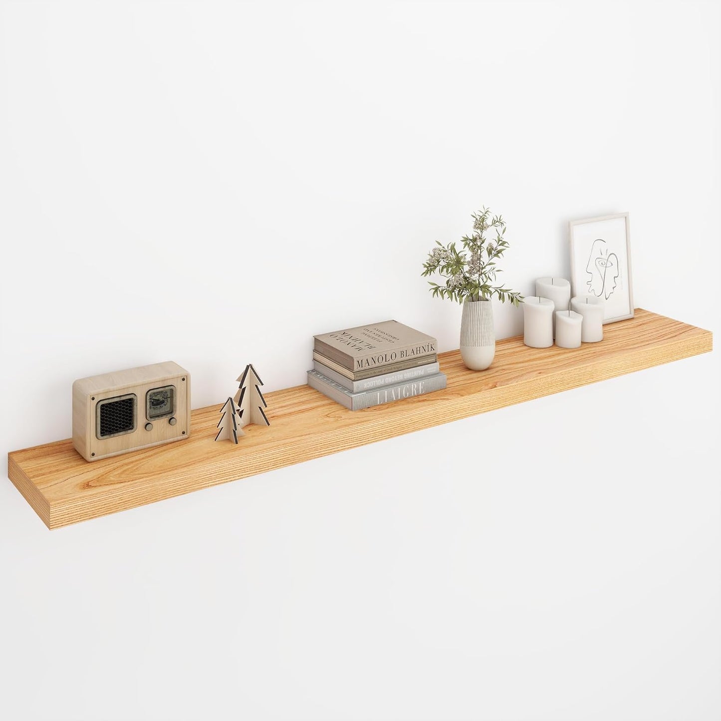 ShelfLoft 8 Inch Deep USA-Sourced Rustic Elm Wood Fireplace Mantel Floating Shelves