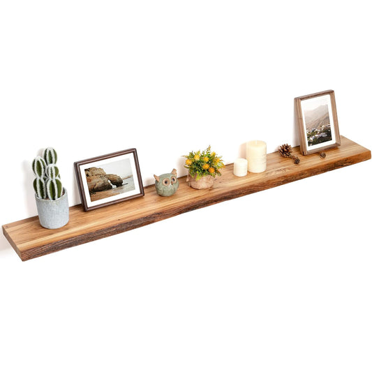 ShelfLoft 55" Wide x 8" Deep 60lbs Solid Elm Wood Floating Shelves,1 Pack