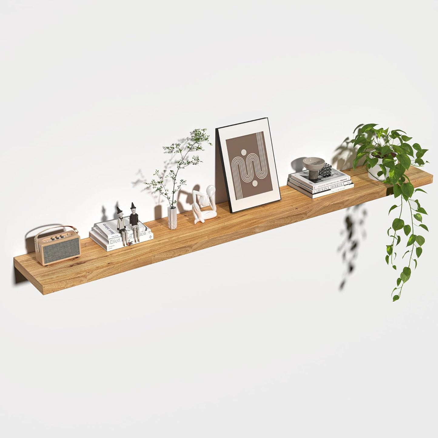 ShelfLoft 9.3"D x 1.4"H Natural Reclaimed Old Elm Wood Floating Shelves for Wall Storage