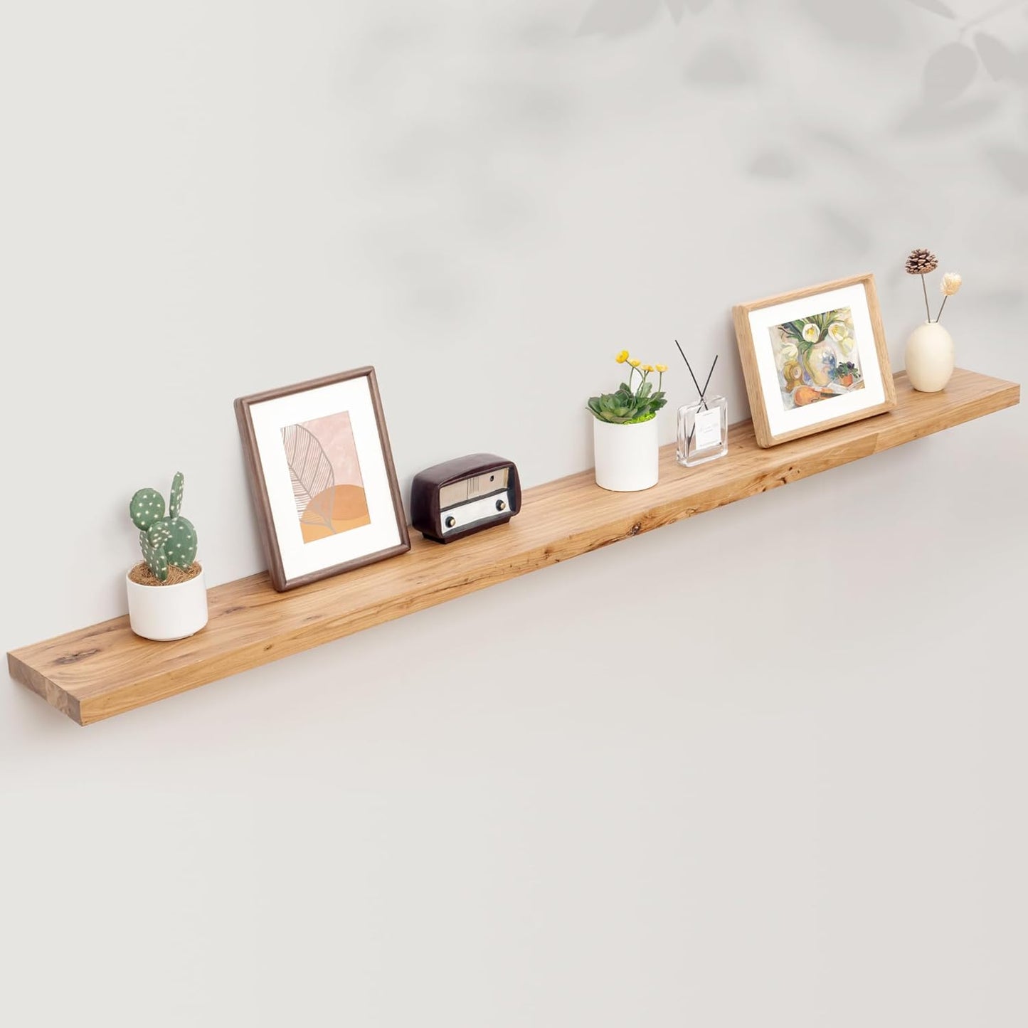 ShelfLoft 8"D x 1.5"H Rustic Natural Solid Elm Wood Wall Shelves for Storage