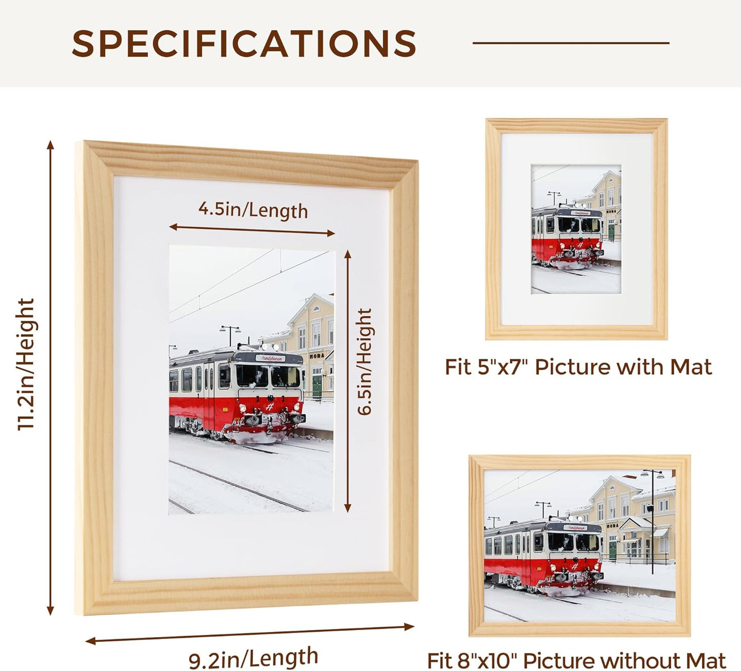 ShelfLoft Nature Solid Wood Photo Frames with Plexiglass