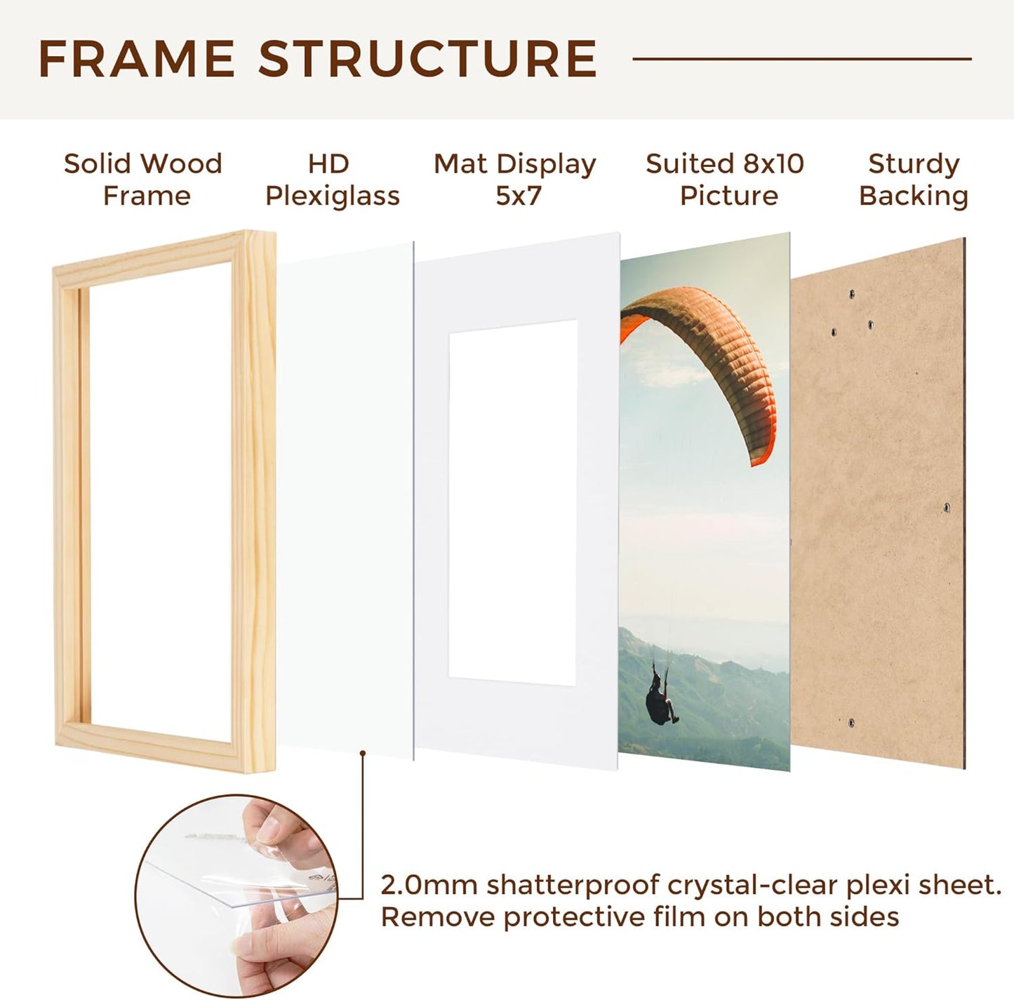 ShelfLoft Nature Solid Wood Photo Frames with Plexiglass