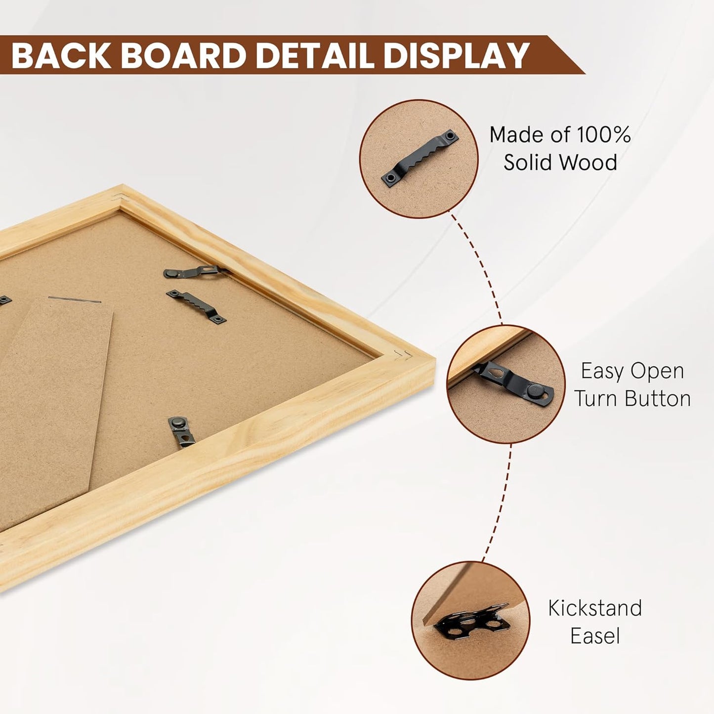 ShelfLoft Solid Pine Wood Picture Frame with Tempered Glass