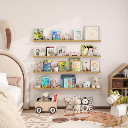 ShelfLoft 6.25 Inch Deep Picture Ledge Floating Shelves for Wall Storage,Set of 4