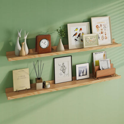 ShelfLoft 4.7 Inch Deep Solid Oak Wood Picture Ledge Floating Shelves,Set of 2