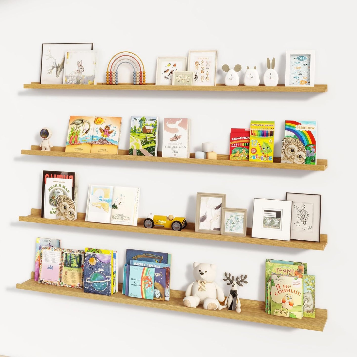 ShelfLoft 6.25 Inch Deep Picture Ledge Floating Shelves for Wall Storage,Set of 4