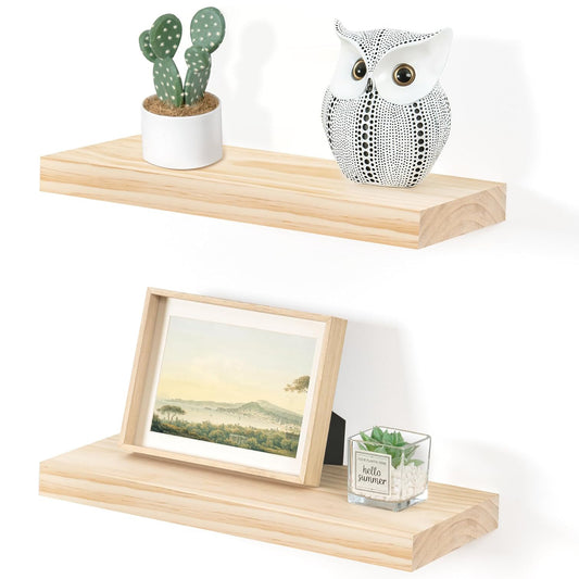 ShelfLoft 7"D x 1.4"H Natural Unfinished Pine Wood Floating Shelves