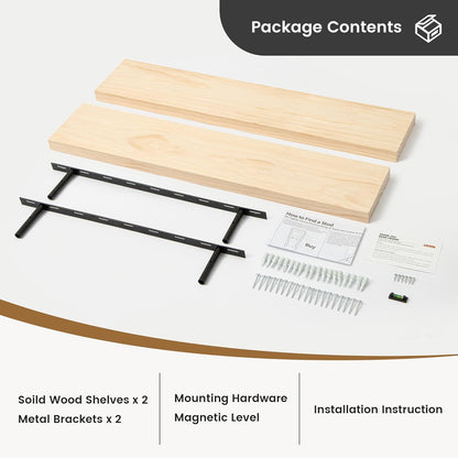 ShelfLoft 36" Wide x 8" Deep Usa-sourced Pine Wood Farmhouse Floating Shelves,2 Pack