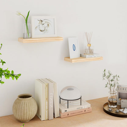 ShelfLoft 7 Inch Deep Pine Wood Floating Shelves,Set of 2