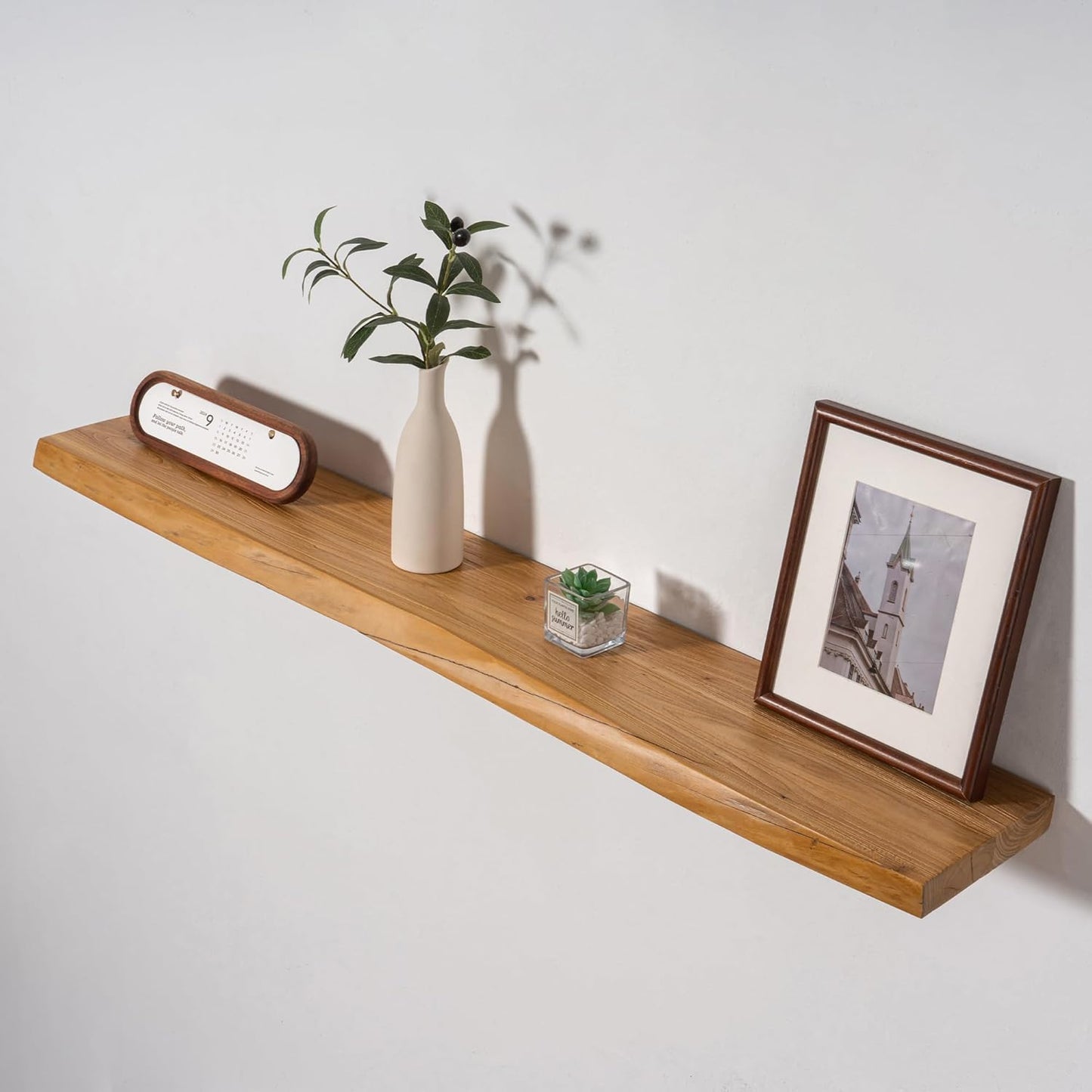 ShelfLoft 8 Inch Deep Rustic Solid Elm Wood Wall Shelves for Storage