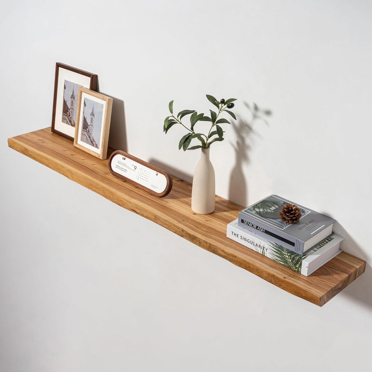 ShelfLoft 8 Inch Deep Rustic Solid Elm Wood Wall Shelves for Storage