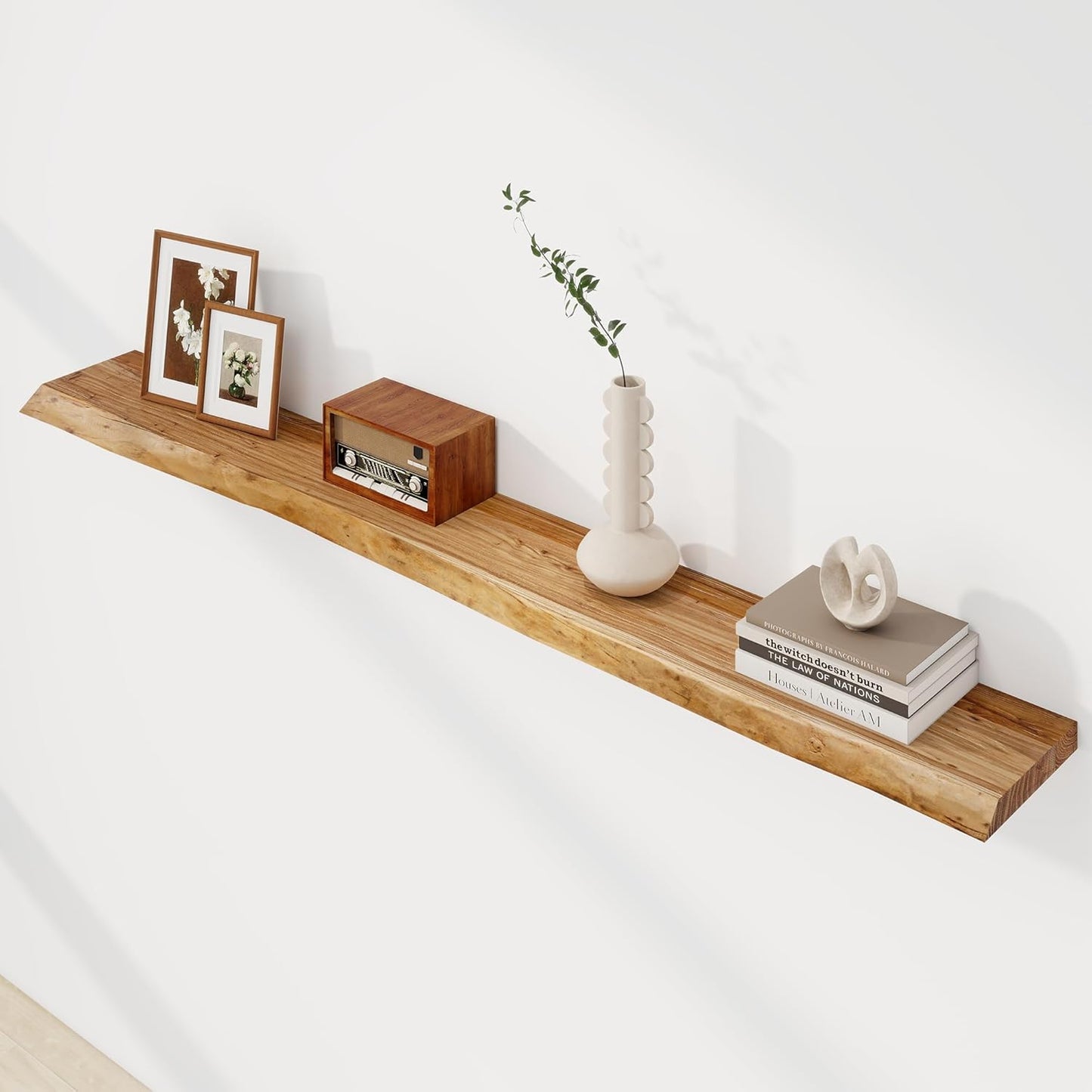 ShelfLoft 8 Inch Deep Rustic Solid Elm Wood Wall Shelves for Storage