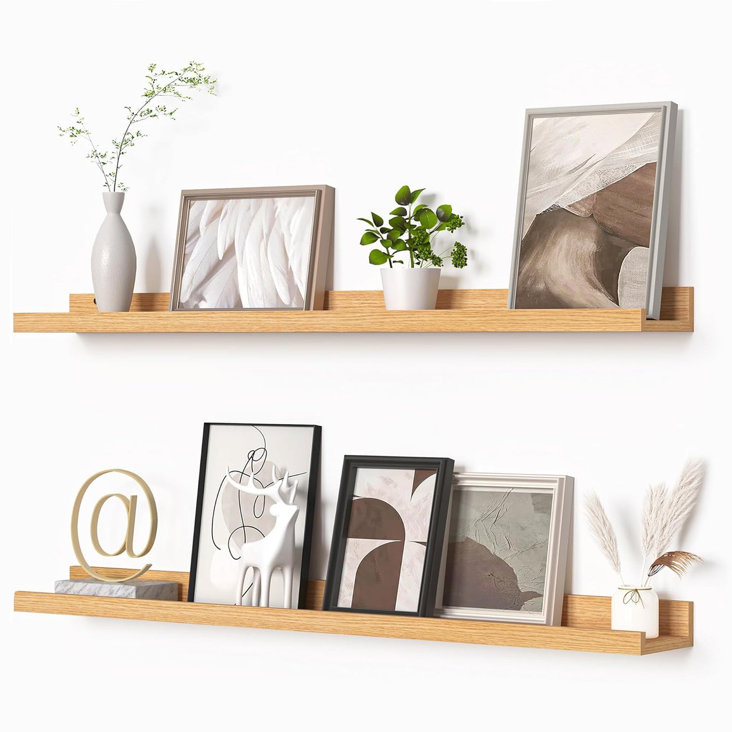 ShelfLoft 4.5 Inch Deep Picture Ledge Shelf Wall Floating Shelves with Lip,Set of 2