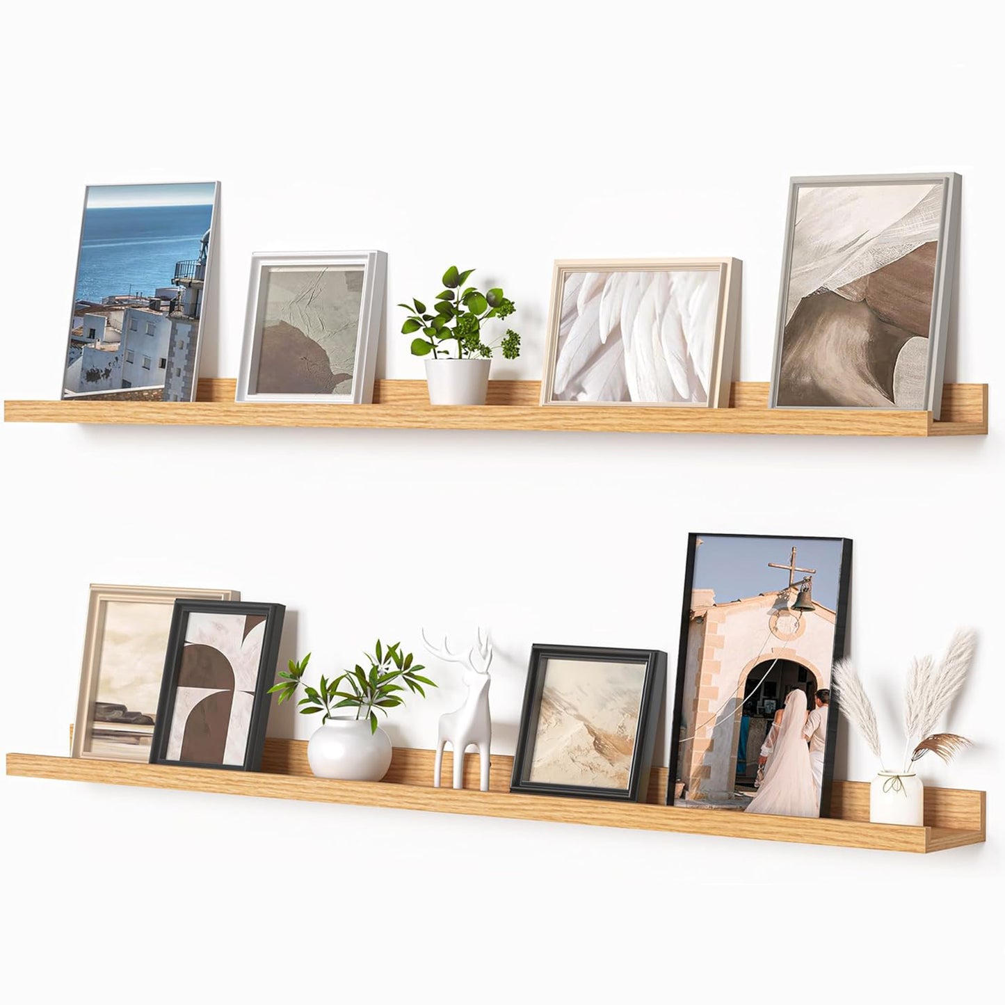ShelfLoft 4.5 Inch Deep Picture Ledge Shelf Wall Floating Shelves with Lip,Set of 2
