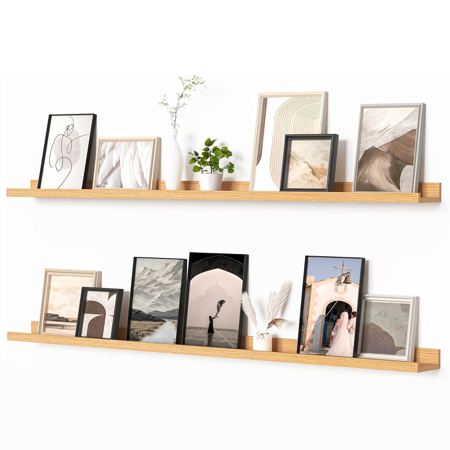 ShelfLoft 4.5 Inch Deep Picture Ledge Shelf Wall Floating Shelves with Lip,Set of 2