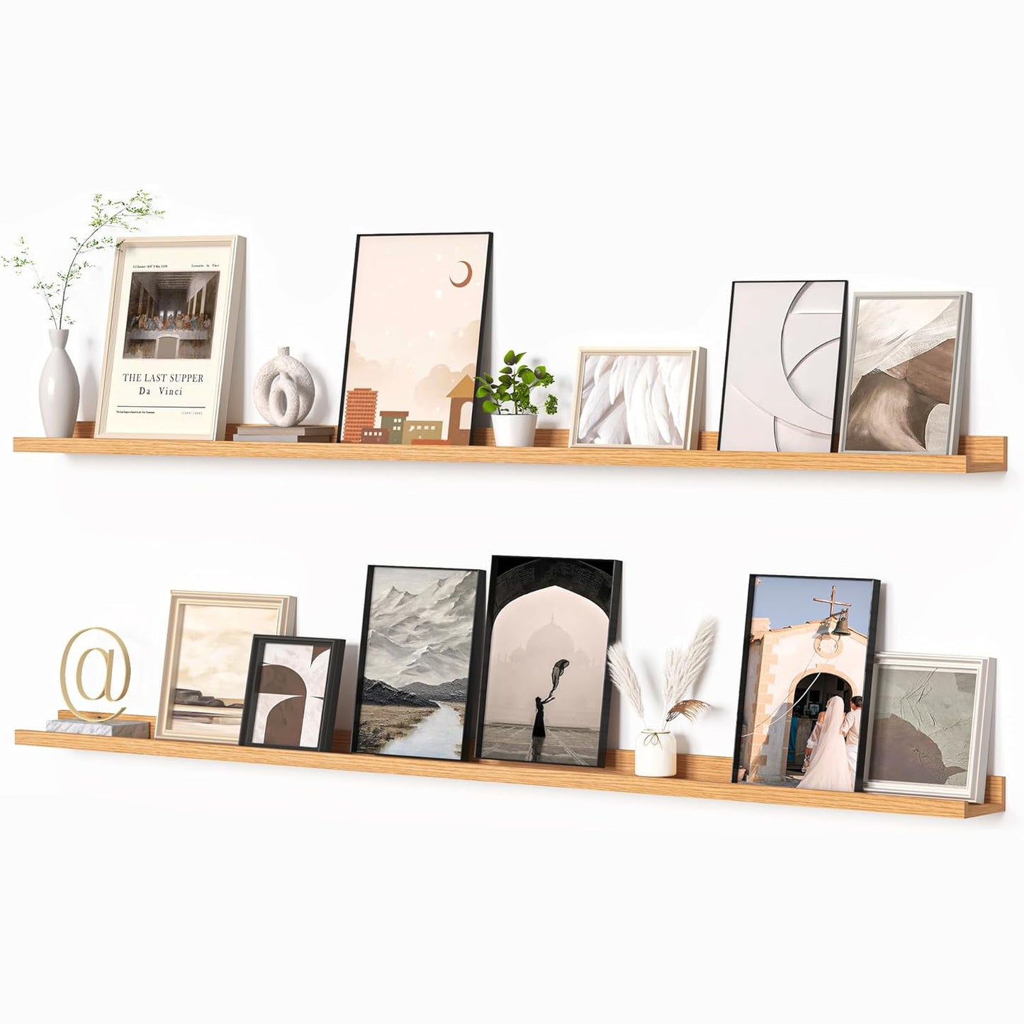 ShelfLoft 4.5 Inch Deep Picture Ledge Shelf Wall Floating Shelves with Lip,Set of 2