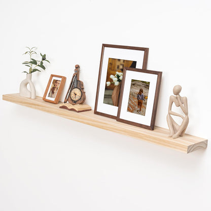 ShelfLoft 7 Inch Deep Pine Wood Floating Shelves,Set of 2