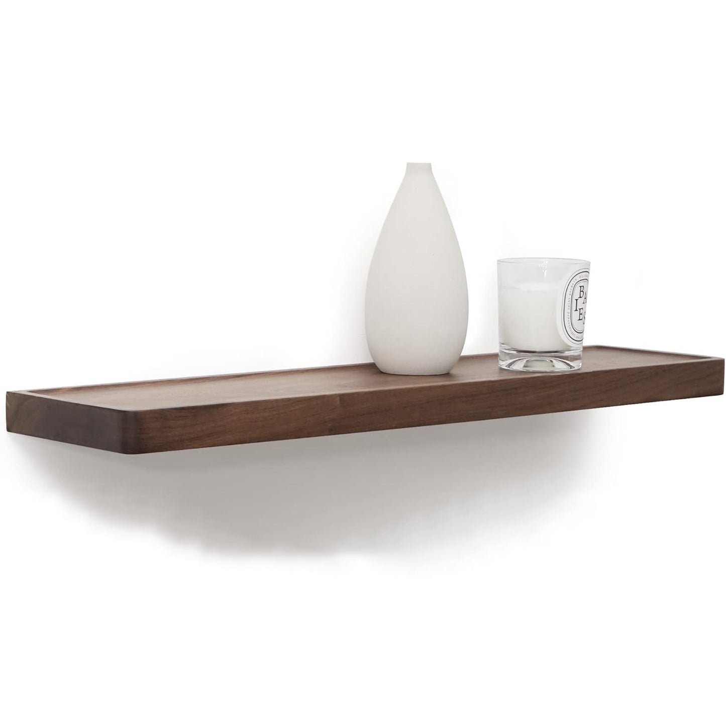 ShelfLoft 8 Inch Deep Solid Walnut Wood Floating Shelves, Set of 2