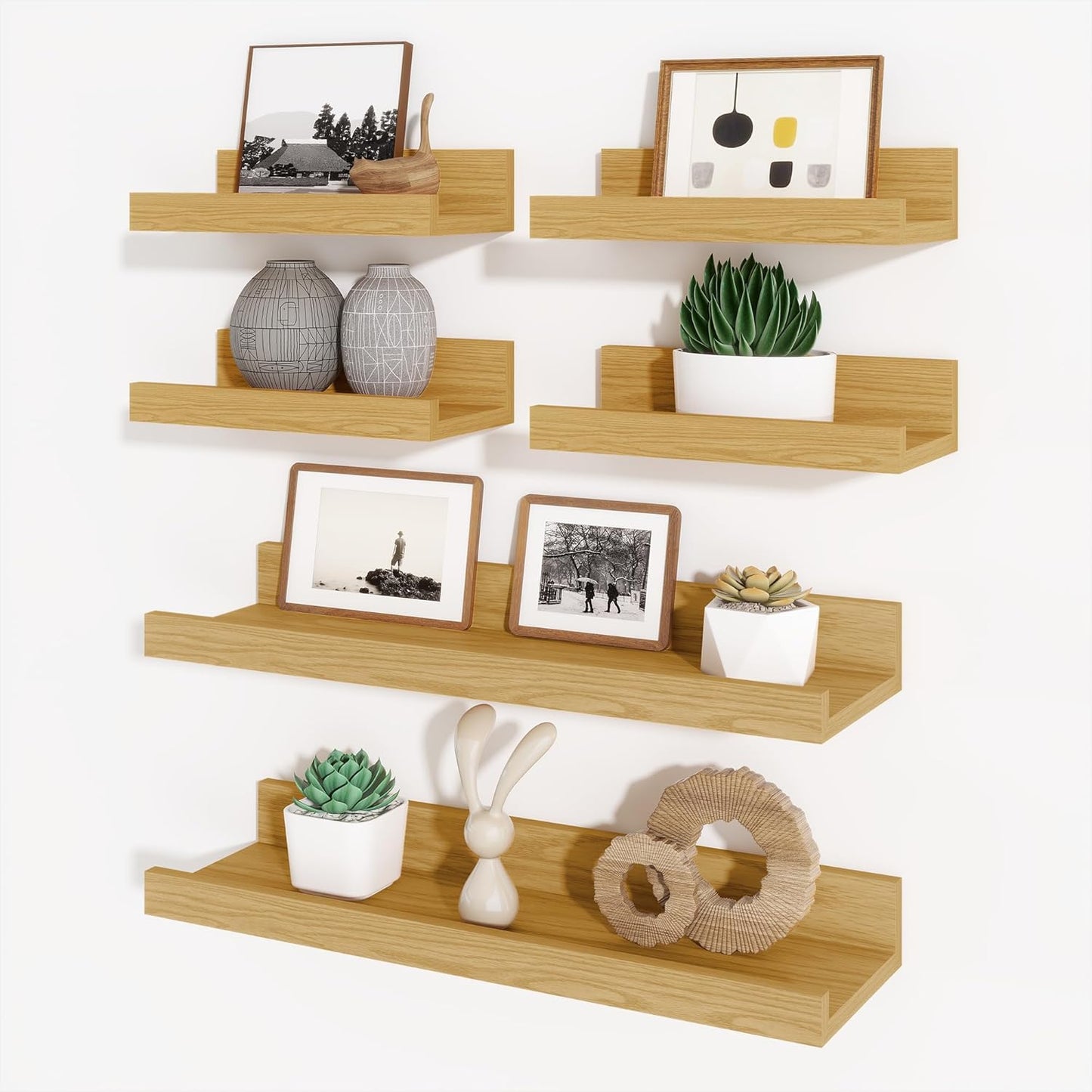 ShelfLoft 5.4 Inch Deep Picture Ledge Shelf Floating Wall Storage Shelves, Set of 6
