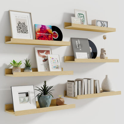 Shelfloft 5.5 Inch Deep Picture Ledge Shelf Floating Wall Display Shelves,Set of 6
