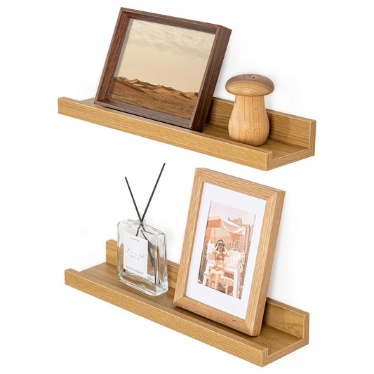 ShelfLoft 5.5"D x 2"H Oak Picture Ledge Shelf Wall Display Floating Shelves with Lip