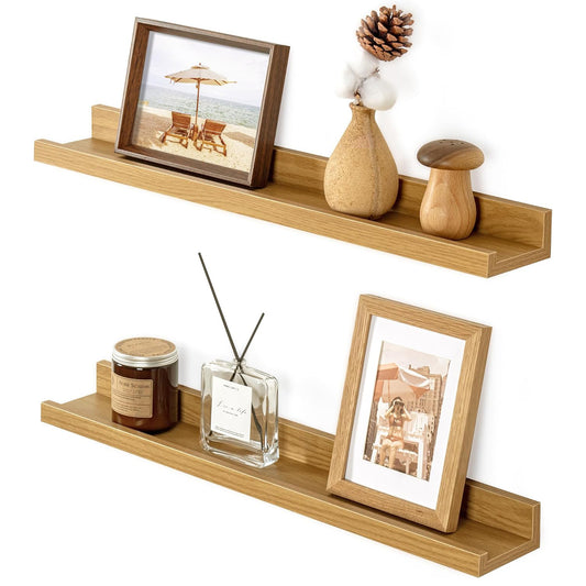 ShelfLoft 24" Wide x 4" Deep Picture Ledge Shelf Wall Display Floating Shelves with Lip, 2 Pack