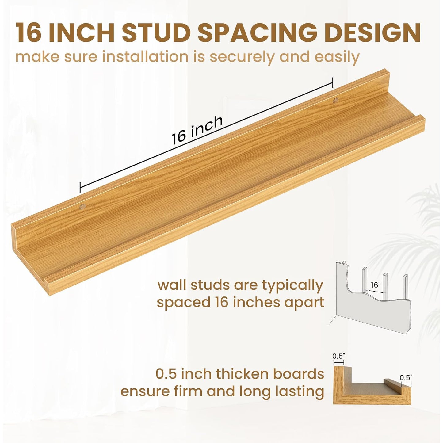 ShelfLoft 24" Wide x 4" Deep Picture Ledge Shelf Wall Display Floating Shelves with Lip, 2 Pack