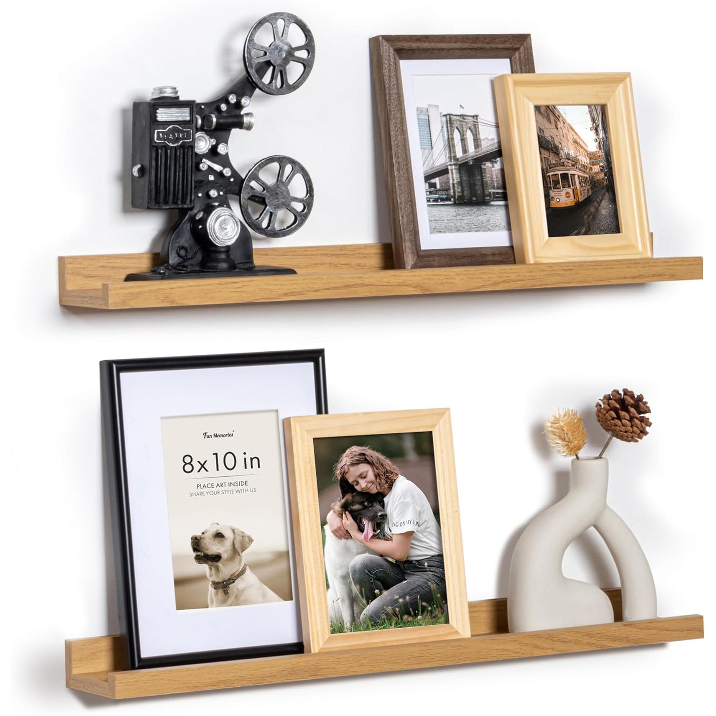 ShelfLoft 3.5 Inch Deep Picture Ledge Shelf Wall Display Floating Shelves,Set of 2