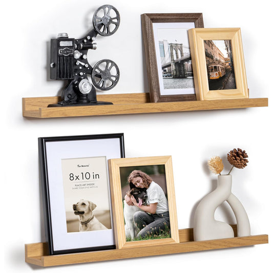 ShelfLoft 3.5"D x 1.6"H Oak Picture Ledge Shelf Wall Display Floating Shelves