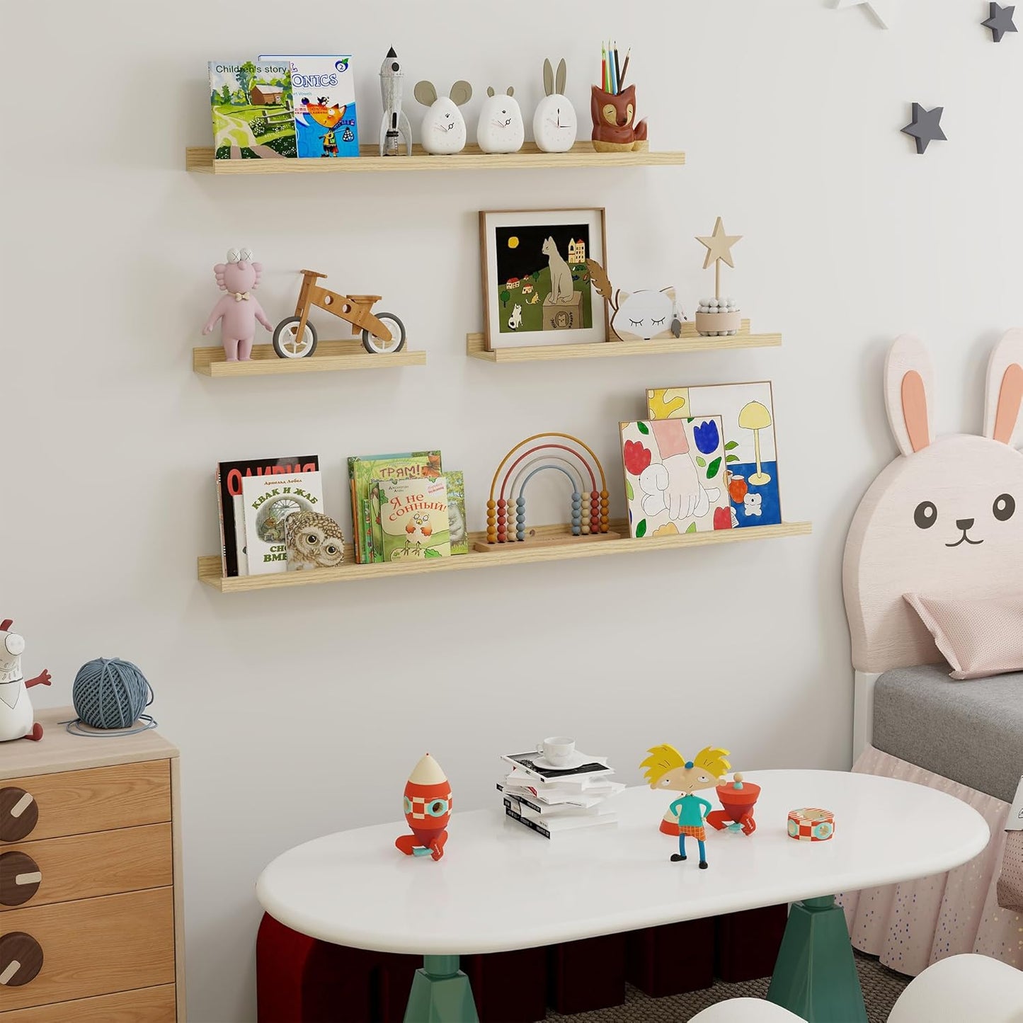 Shelfloft 5.5 Inch Deep Picture Ledge Shelf Floating Wall Display Shelves,Set of 6