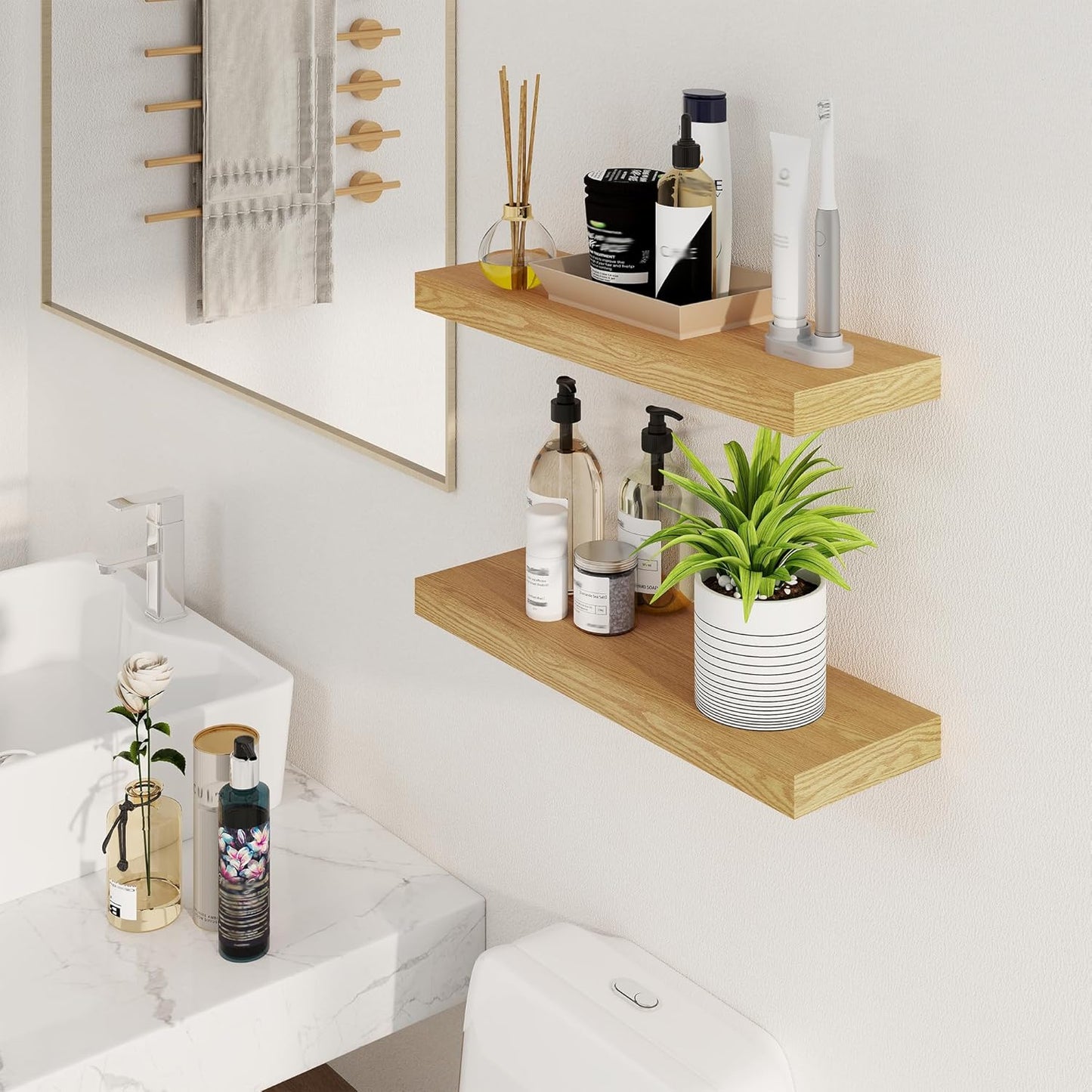 ShelfLoft 7 Inch Deep Fireplace Mantel Wall Mounted Farmhouse Floating Display Shelf