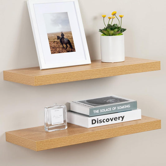 ShelfLoft 9.3"D x 1.5"H Oak Floating Shelves for Wall Storage