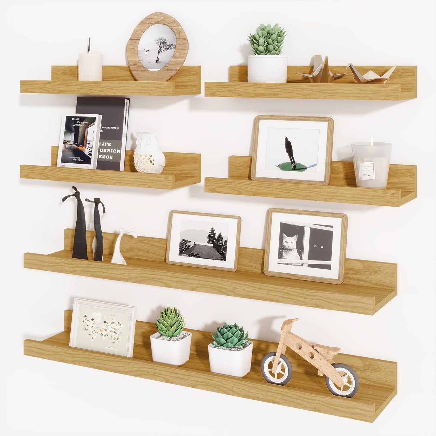 ShelfLoft 5.4 Inch Deep Picture Ledge Shelf Floating Wall Storage Shelves, Set of 6