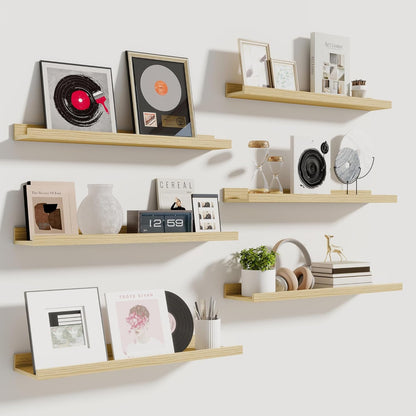 Shelfloft 5.5 Inch Deep Picture Ledge Shelf Floating Wall Display Shelves,Set of 6