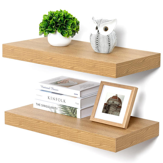 ShelfLoft 11.6"D x 2"H Oak Floating Shelves for Wall Storage