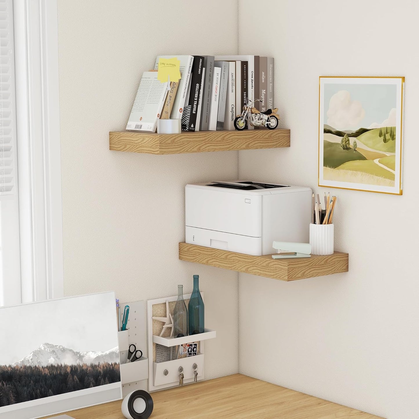 ShelfLoft 24"W x 11.6"D Oak Floating Shelves for Wall Storage, 2 Pack