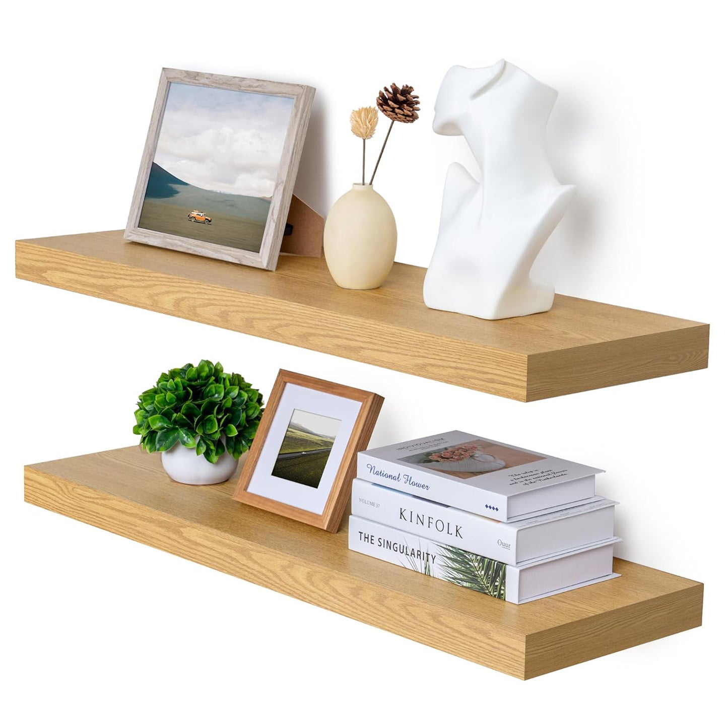 ShelfLoft 36"W x 12"D Rustic Wood Floating Shelves for Wall Decor & Storage, 2 Pack