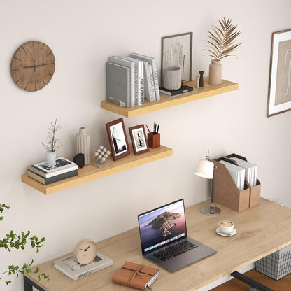 ShelfLoft 9.3"D x 1.5"H Oak Floating Shelves for Wall Storage