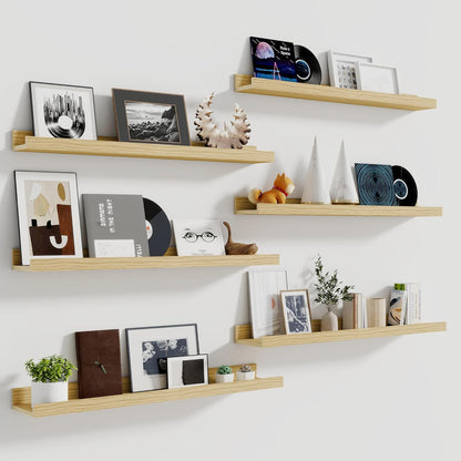 Shelfloft 5.5 Inch Deep Picture Ledge Shelf Floating Wall Display Shelves,Set of 6