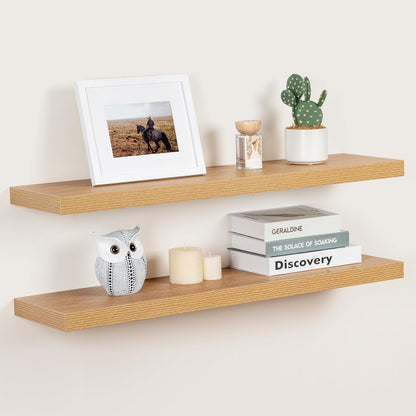 ShelfLoft 36" Wide x 9.3" Deep Floating Shelves for Wall Storage,Oak-2 Pack