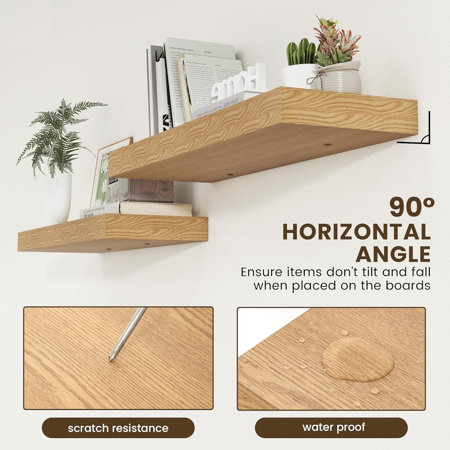 ShelfLoft 36"W x 11.6"D Oak Floating Shelves for Wall Storage,2 Pack