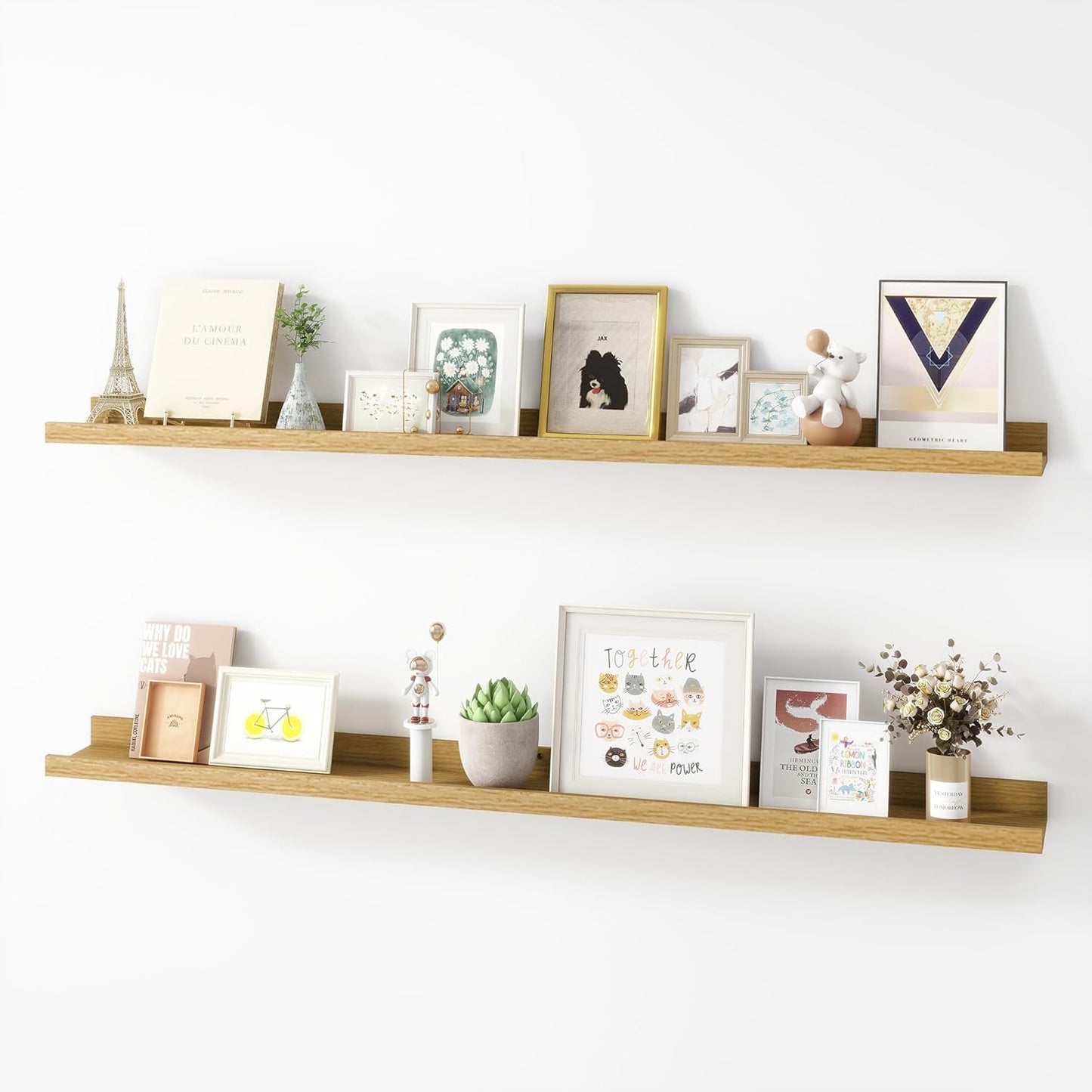 ShelfLoft 5"D x 1.8“H Oak Picture Ledge Shelf Wood Floating Shelves