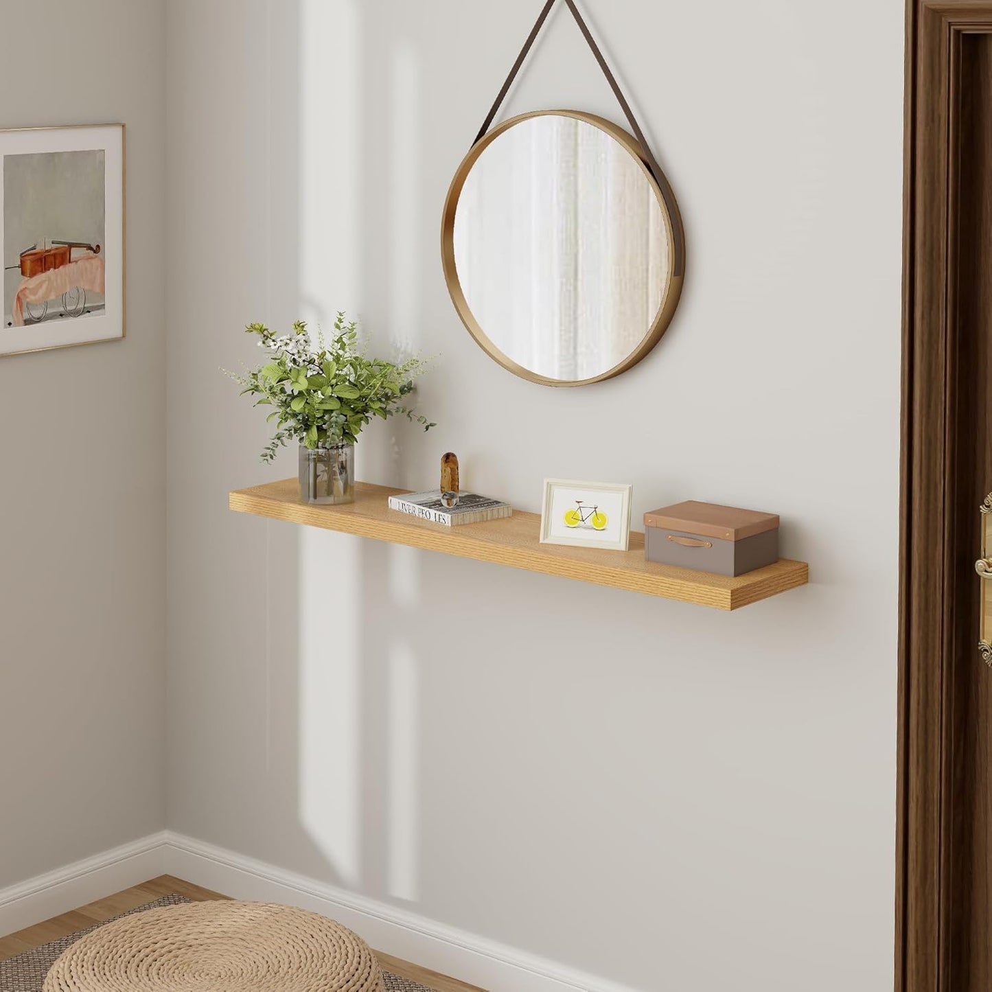 ShelfLoft 9.3"D x 1.5"H Oak Floating Shelves for Wall Storage