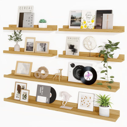 ShelfLoft 5.4 Inch Deep Picture Ledge Shelf Floating Wall Storage Shelves, Set of 6