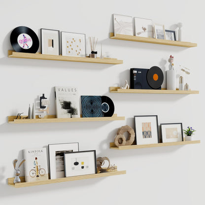 Shelfloft 5.5 Inch Deep Picture Ledge Shelf Floating Wall Display Shelves,Set of 6